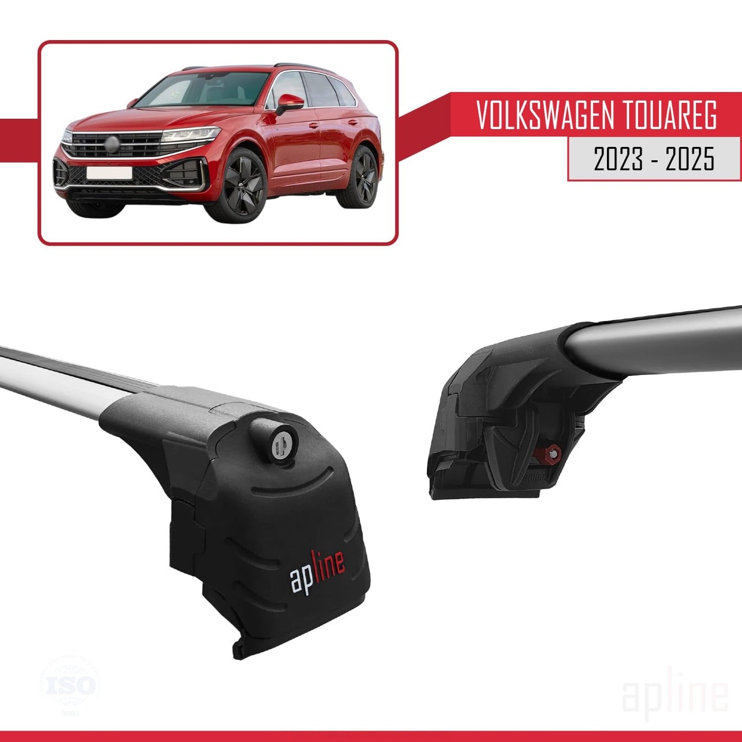 Compatible with VW Touareg 2023-2025 ACE-2 Car Roof Rack Cross Bar Grey Aluminium 2 Bars