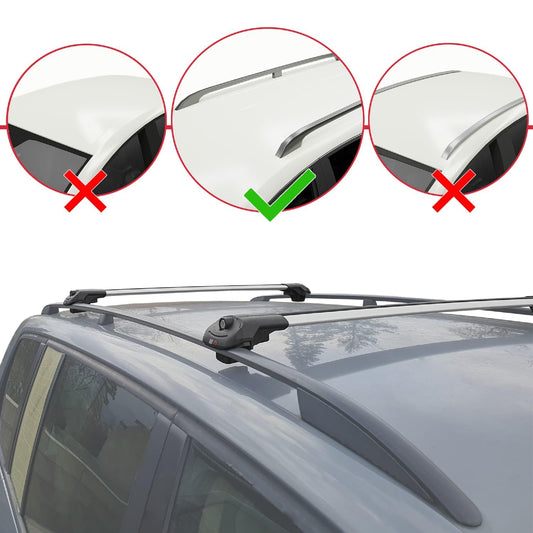 Compatible with Hyundai Santa Fe (SM) 2000-2006 ACE-1 Model Car Roof Rack Cross Bar Gray Aluminium 2 Bars