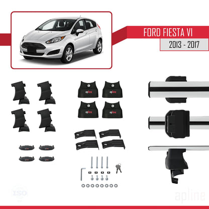 Compatible with Ford Fiesta 6 Post-Facelift 2013-2017 ACE-4 Car Roof Rack Cross Bar Grey Aluminium 2 Bars