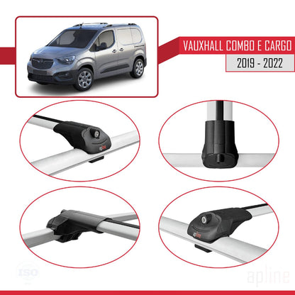 Compatible with Vauxhall Combo E Cargo 2019-2022 ACE-1 Car Roof Rack Cross Bar Grey Aluminium 2 Bars