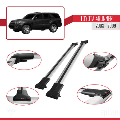 Compatible with Toyota 4Runner 2003-2009 Fly Model Car Roof Rack Cross Bar Grey Aluminium 2 Bars