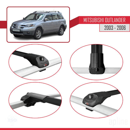 Compatible with Mitsubishi Outlander 2003-2006 ACE-1 Car Roof Rack Cross Bar Black Aluminium 2 Bars