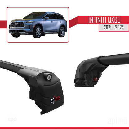 Compatible with Infiti QX60 2021-2025 ACE-2 Car Roof Rack Cross Bar Black Aluminium 2 Bars