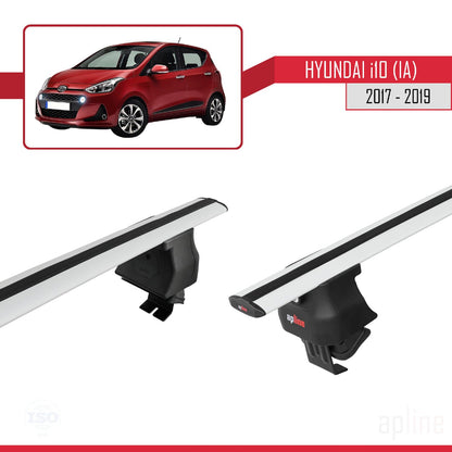 Compatible with Hyundai i10 II (IA) Post-Facelift 2017-2019 ACE-4 Car Roof Rack Cross Bar Grey Aluminium 2 Bars