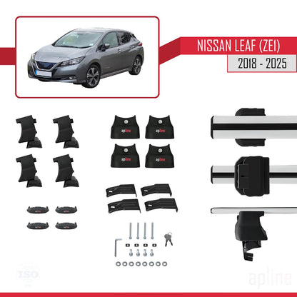 Compatible with Nissan Leaf 2 (ZE1) 2018-2025 ACE-4 Car Roof Rack Cross Bar Grey Aluminium 2 Bars