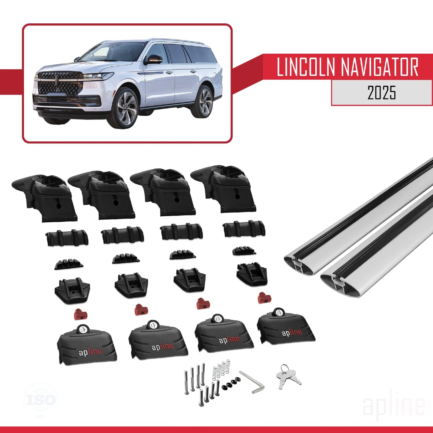 Compatible with Lincoln Navigator 2025 ACE-2 Car Roof Rack Cross Bar Grey Aluminium 2 Bars
