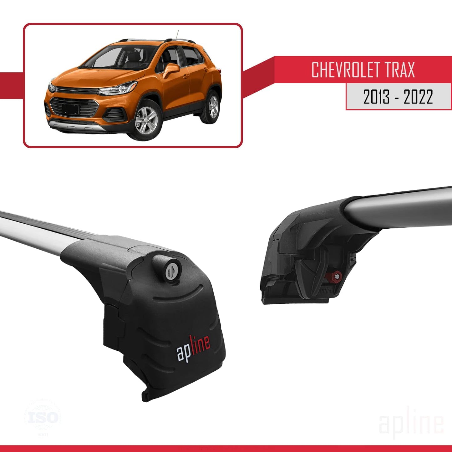 Compatible with Chevrolet Trax (U200) 2013-2022 ACE-2 Car Roof Rack Cross Bar Grey Aluminium 2 Bars