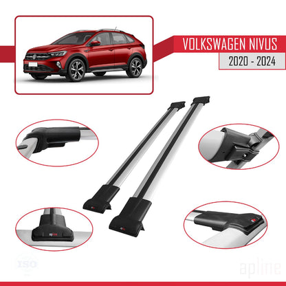 Compatible with VW Nivus 2020-2024 Fly Model Car Roof Rack Cross Bar Grey Aluminium 2 Bars