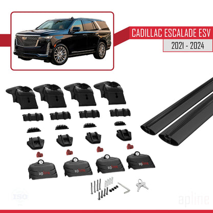 Compatible with Cadillac Escalade ESV 2021-2024 ACE-2 Car Roof Rack Cross Bar Black Aluminium 2 Bars