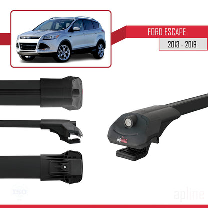 Compatible with Ford Escape 3 2013-2019 ACE-1 Car Roof Rack Cross Bar Black Aluminium 3 Bars