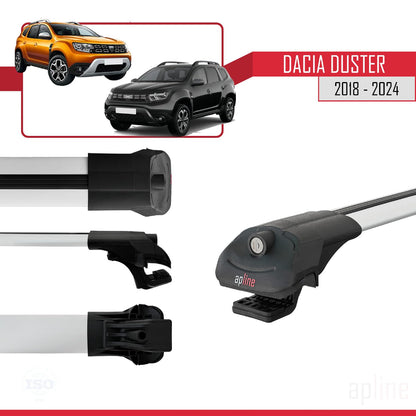 Compatible with Dacia Duster 2 (HM) 2018-2024 ACE-1 Car Roof Rack Cross Bar Grey Aluminium 3 Bars