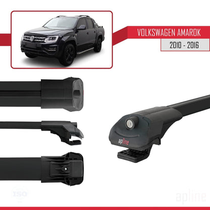 Compatible with Volkswagen Amarok (2F) Pre-Facelift 2010-2016 ACE-1 Car Roof Rack Cross Bar Black Aluminium 3 Bars
