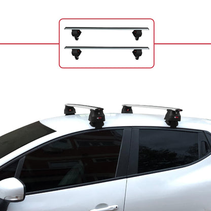 Compatible with Renault Clio 4 2013-2020 ACE-4 Car Roof Rack Cross Bar Grey Aluminium 2 Bars
