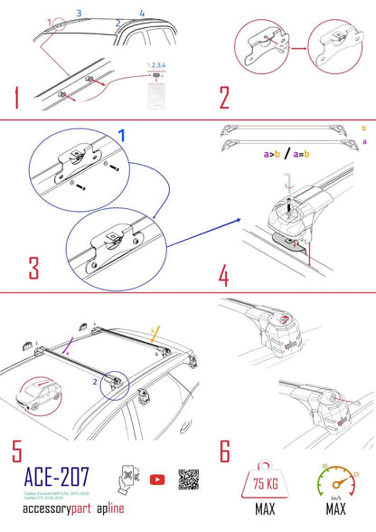 Compatible with GMC Yukon 2015-2020 ACE-2 Car Roof Rack Cross Bar Black Aluminium 2 Bars