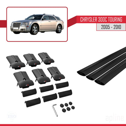 Compatible with Chrysler 300C Touring 2005-2010 Fly Model Car Roof Rack Cross Bar Black Aluminium 3 Bars