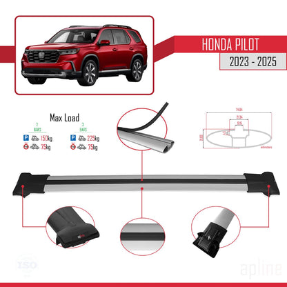 Compatible with Honda Pilot 2023-2025 Fly Model Car Roof Rack Cross Bar Grey Aluminium 2 Bars