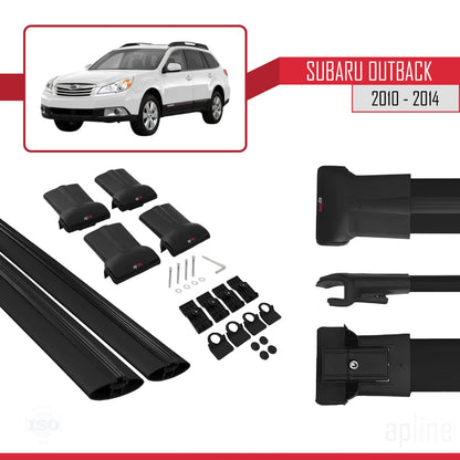Compatible with Subaru Outback 2010-2014 Fly Model Car Roof Rack Cross Bar Black Aluminium 2 Bars