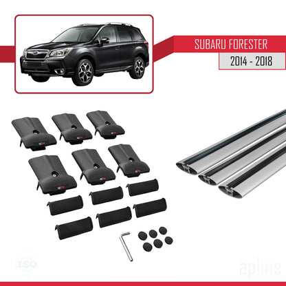 Compatible with Subaru Forester 4 (SJ) 2014-2018 Fly Model Car Roof Rack Cross Bar Grey Aluminium 3 Bars