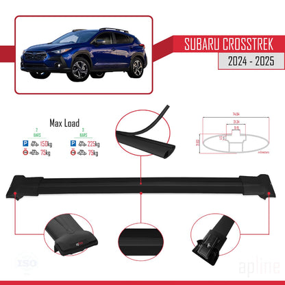 Compatible with Subaru Crosstrek 2024-2025 Fly Model Car Roof Rack Cross Bar Black Aluminium 2 Bars