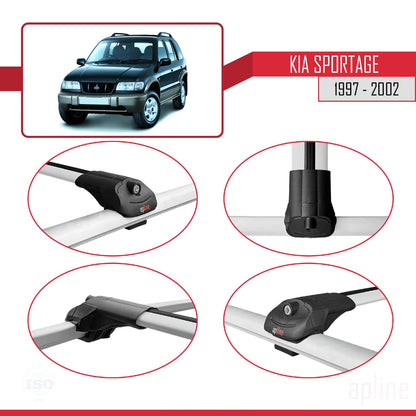 Compatible with Kia Sportage 1997-2002 ACE-1 Car Roof Rack Cross Bar Grey Aluminium 2 Bars