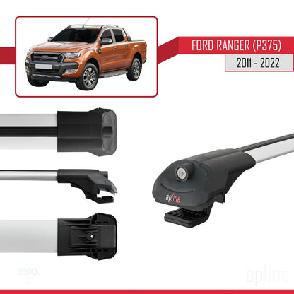 Compatible with Ford Ranger (P375) 2011-2022 ACE-1 Car Roof Rack Cross Bar Grey Aluminium 3 Bars