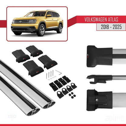 Compatible with Volkswagen Atlas (CA1) 2018-2025 Fly Model Car Roof Rack Cross Bar Grey Aluminium 2 Bars