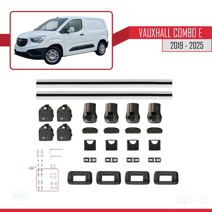 Compatible with Vauxhall Combo E 2019-2025 ACE-3 Car Roof Rack Cross Bar Grey Aluminium 2 Bars