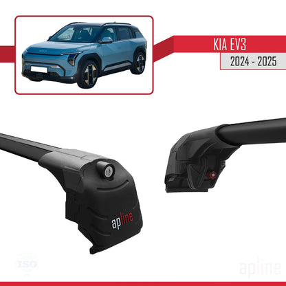 Compatible with Kia EV3 2024-2025 ACE-2 Car Roof Rack Cross Bar Black Aluminium 2 Bars