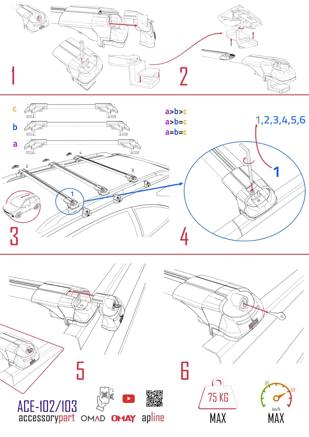Compatible with Skoda Yeti 2009-2017 ACE-1 Car Roof Rack Cross Bar Black Aluminium 3 Bars