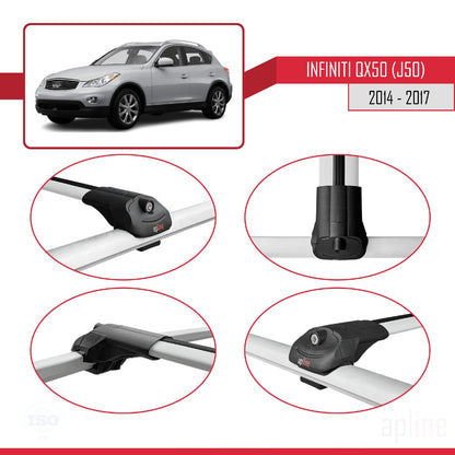 Compatible with Infiniti QX50 (J50) 2014-2017 ACE-1 Car Roof Rack Cross Bar Grey Aluminium 3 Bars