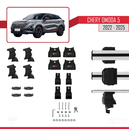 Compatible with Chery Omoda 5 2023-2025 ACE-4 Car Roof Rack Cross Bar Grey Aluminium 2 Bars