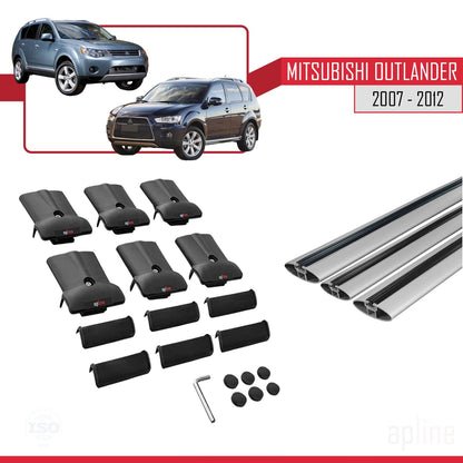 Compatible with Mitsubishi Outlander 2 2007-2012 Fly Model Car Roof Rack Cross Bar Grey Aluminium 2 Bars