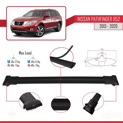 Compatible with Nissan Pathfinder 4 (R52) 2013-2020 Fly Model Car Roof Rack Cross Bar Black Aluminium 3 Bars
