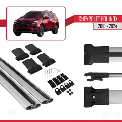 Compatible with Chevrolet Equinox 2018-2024 Fly Model Car Roof Rack Cross Bar Grey Aluminium 2 Bars