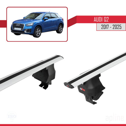 Compatible with Audi Q2 (GA) 2017-2025 ACE-4 Car Roof Rack Cross Bar Grey Aluminium 2 Bars