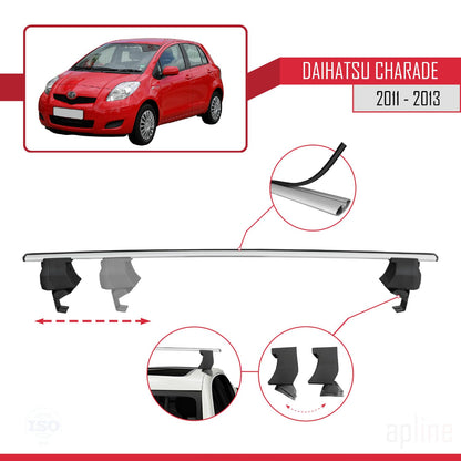 Compatible with Daihatsu Charade 2011-2013 ACE-4 Car Roof Rack Cross Bar Grey Aluminium 2 Bars