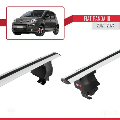 Compatible with Fiat Panda 3 (319) 2012-2024 ACE-4 Car Roof Rack Cross Bar Grey Aluminium 2 Bars
