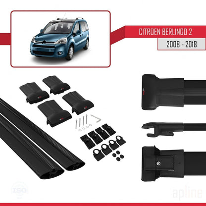 Compatible with Citroen Berlingo 2 (B9) 2008-2018 Fly Model Car Roof Rack Cross Bar Black Aluminium 2 Bars