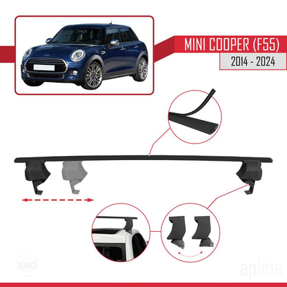 Compatible with Mini Cooper (F55) 2014-2024 ACE-4 Car Roof Rack Cross Bar Black Aluminium 2 Bars