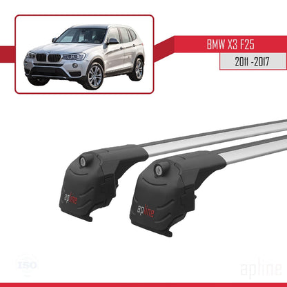 Compatible with BMW X3 (F25) 2011-2017 ACE-2 Car Roof Rack Cross Bar Grey Aluminium 2 Bars