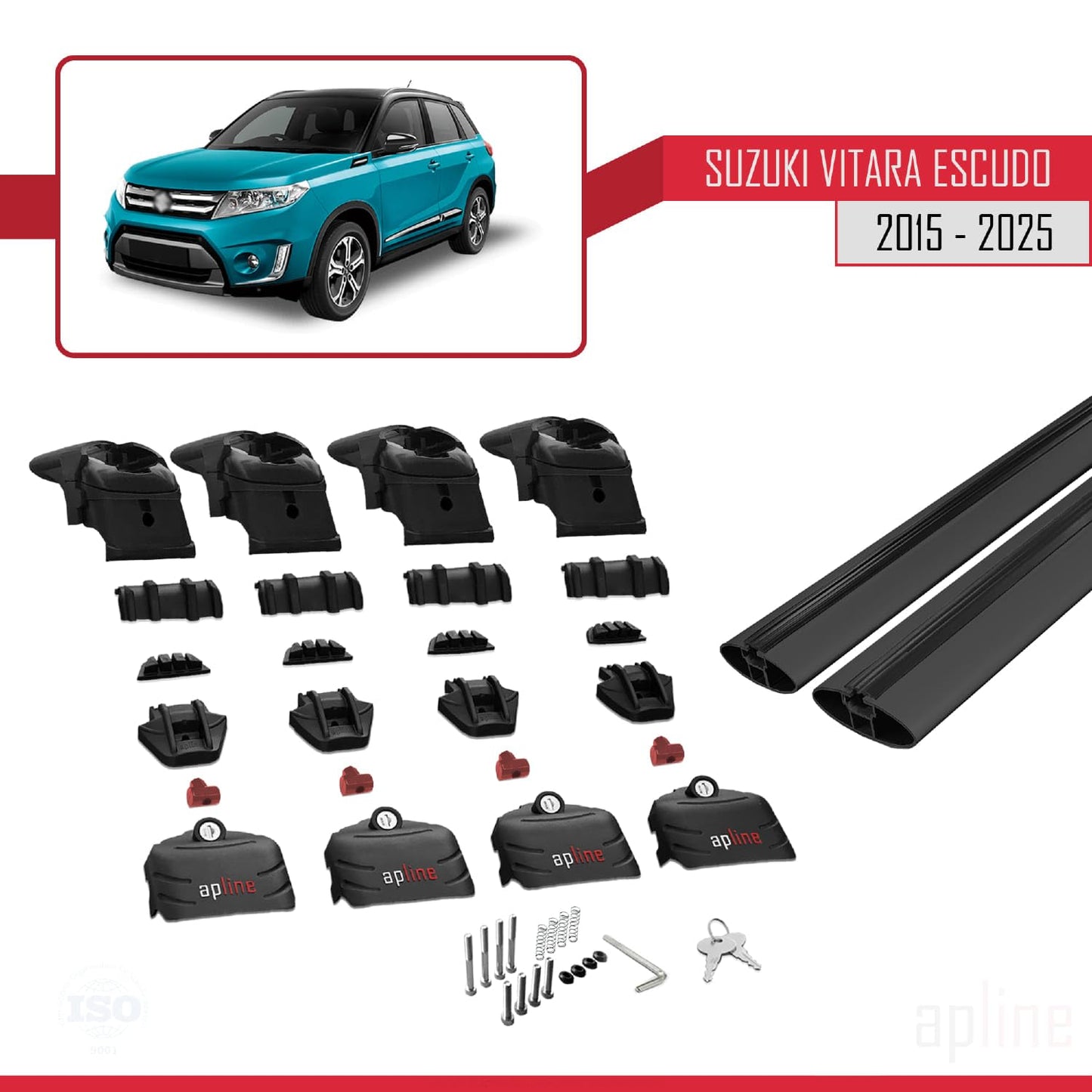 Compatible with Suzuki Vitara/Escudo (LY) 2015-2025 ACE-2 Car Roof Rack Cross Bar Black Aluminium 2 Bars