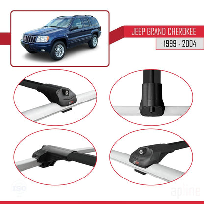 Compatible with Jeep Grand Cherokee 2 (WJ) 1999-2004 ACE-1 Car Roof Rack Cross Bar Black Aluminium 2 Bars