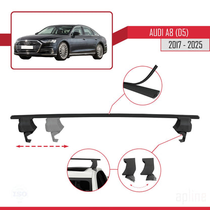Compatible with Audi A8 (D5/4N) 2017-2025 ACE-4 Car Roof Rack Cross Bar Black Aluminium 2 Bars