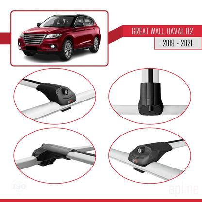 Compatible with Great Wall Haval H2 2019-2021 ACE-1 Car Roof Rack Cross Bar Grey Aluminium 3 Bars