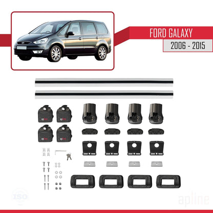 Compatible with Ford Galaxy (MK3) 2006-2015 ACE-3 Car Roof Rack Cross Bar Grey Aluminium 2 Bars