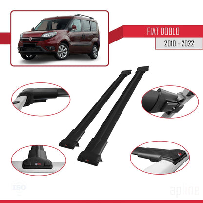 Compatible with Fiat Doblo 2 2010-2022 Fly Model Car Roof Rack Cross Bar Black Aluminium 2 Bars
