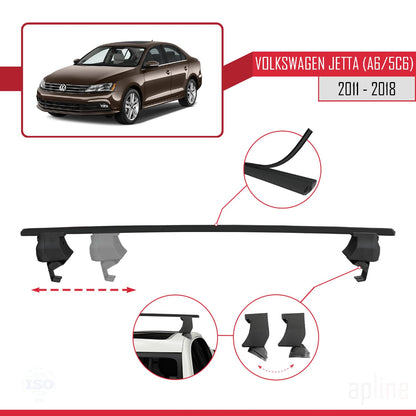 Compatible with Volkswagen Jetta 6 (5C6) 2011-2018 ACE-4 Car Roof Rack Cross Bar Black Aluminium 2 Bars