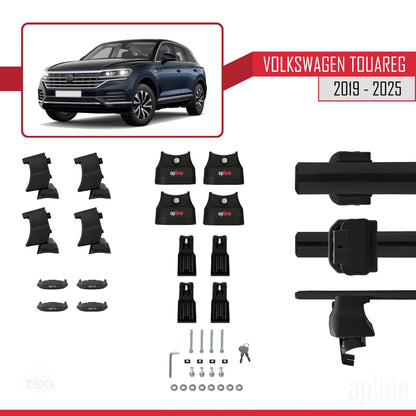 Compatible with Volkswagen Touareg 3 (CR) 2019-2025 ACE-4 Car Roof Rack Cross Bar Black Aluminium 2 Bars