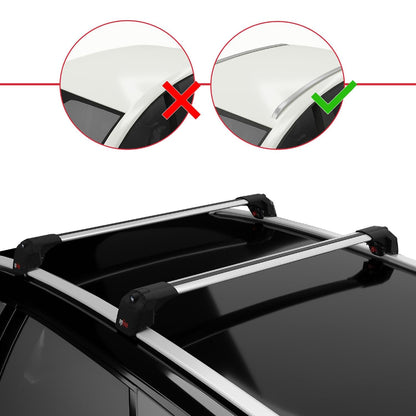 Compatible with Volkswagen Touareg 3 (CR) 2019-2025 ACE-2 Car Roof Rack Cross Bar Grey Aluminium 2 Bars