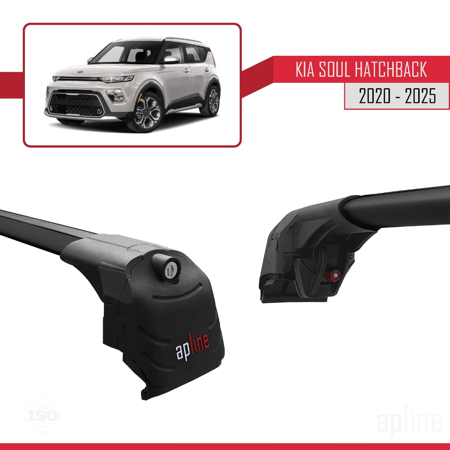 Compatible with Kia Soul 3 (SK3) 2020-2025 ACE-2 Car Roof Rack Cross Bar Black Aluminium 2 Bars